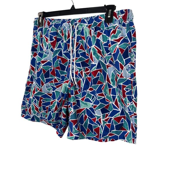 Nautica Men’s Large Board Shorts Abstract Mosaic Print Swim Trunks - Picture 1 of 8